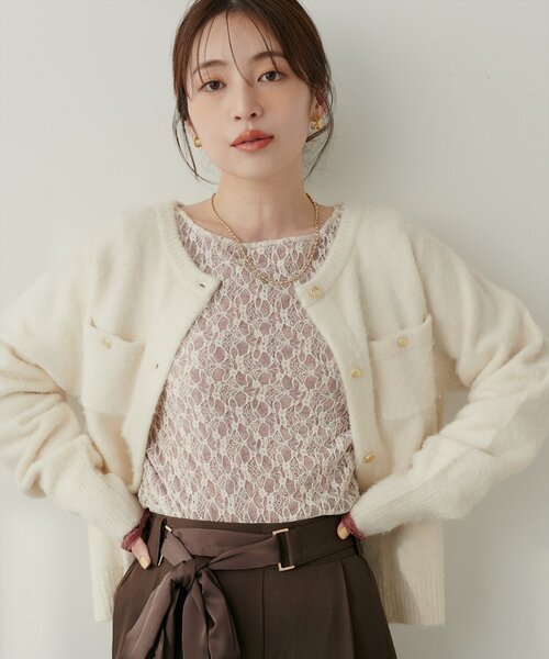 natural couture（ナチュラルクチュール）の「リバーシブルレーストップス（Tシャツ/カットソー・レディース・ブラウン/ピンク系その他/アイボリー/ブラック/チャコールグレー・FREE）」の22枚目の写真