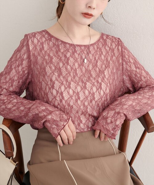 natural couture（ナチュラルクチュール）の「リバーシブルレーストップス（Tシャツ/カットソー・レディース・ブラウン/ピンク系その他/アイボリー/ブラック/チャコールグレー・FREE）」の15枚目の写真