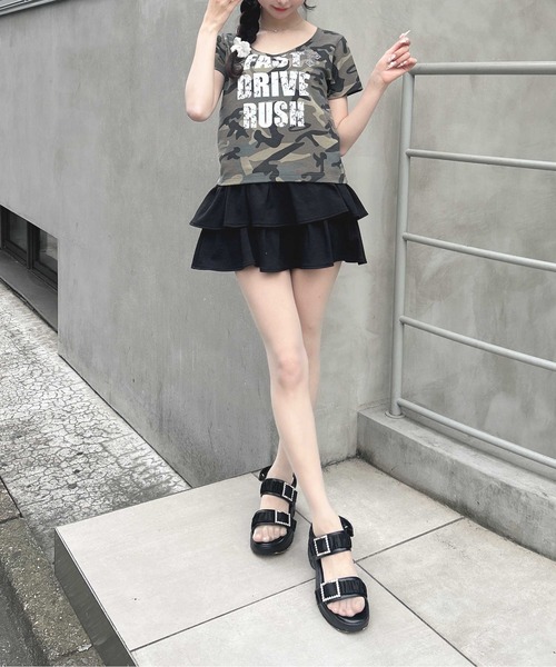INGNI(イング)の「Vネックラインストーンクロス付ロゴTシャツ(Tシャツ/カットソー・レディース・ホワイト×ブラック/ブラック×ホワイト/カモフラージュ/ブラック×ピンク・M)」の10枚目の写真