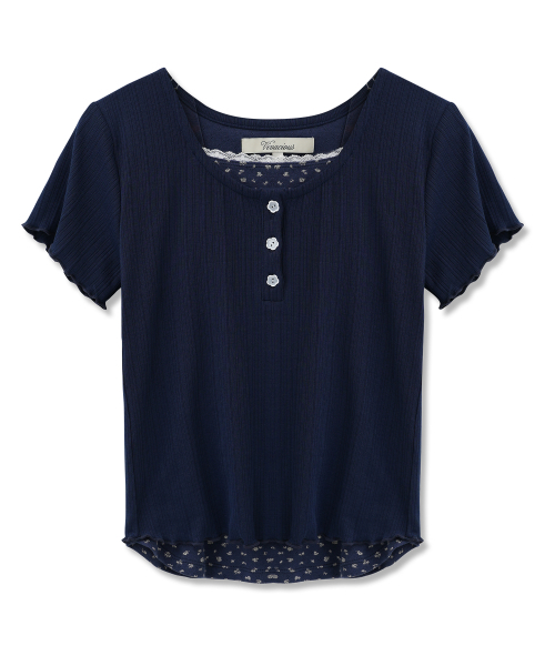 Vivacious(ビバシャス)の「ミュリエルフラワーパンチングレイヤード半袖Tシャツ_4Colors(Tシャツ/カットソー・レディース・ライトグレー/ネイビー/スカイブルー/ホワイト・SMALL/MEDIUM)」の11枚目の写真