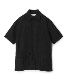 リネンヘリンボーン ヴィンテージサファリ 半袖シャツブルゾン