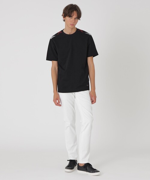 BLACK LABEL CRESTBRIDGE（ブラックレーベル・クレストブリッジ）の「ハイゲージサッカーショルダーチェックTシャツ（Tシャツ/カットソー・メンズ・ブラック/ネイビー/オフホワイト・M/L/XL）」の6枚目の写真