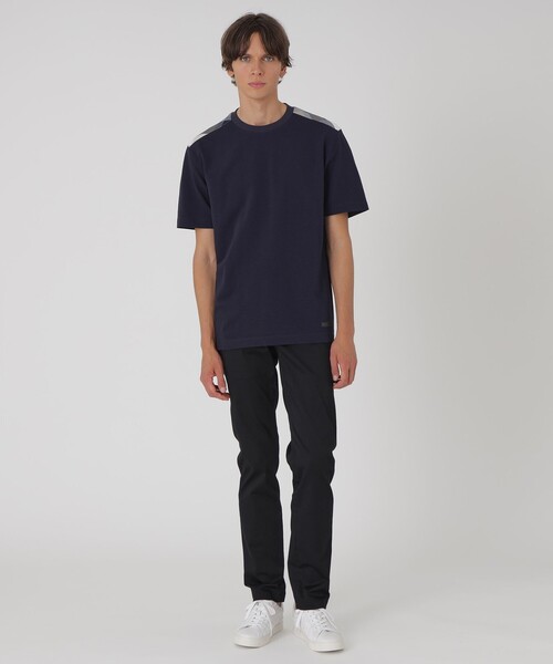 BLACK LABEL CRESTBRIDGE（ブラックレーベル・クレストブリッジ）の「ハイゲージサッカーショルダーチェックTシャツ（Tシャツ/カットソー・メンズ・ブラック/ネイビー/オフホワイト・M/L/XL）」の12枚目の写真