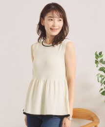 配色ペプラムニット