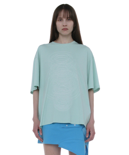 PARTIMENTO WOMEN(パルティメントウィメン)の「ジオメトリックパーツプリンテッドT_エメラルド(Tシャツ/カットソー・レディース・その他・OS)」の2枚目の写真