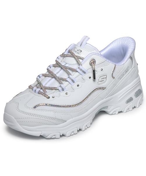 SKECHERS(スケッチャーズ)の「ハンズフリー スリップインズ:ディーライツ - メイン ステージ(スニーカー・レディース・ホワイト×シルバー・24.5cm/24cm/23.5cm)」の1枚目の写真