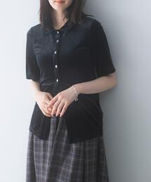 URBAN RESEARCH ROSSO WOMEN | シアーストライプベロアポロカットソー(Tシャツ/カットソー)