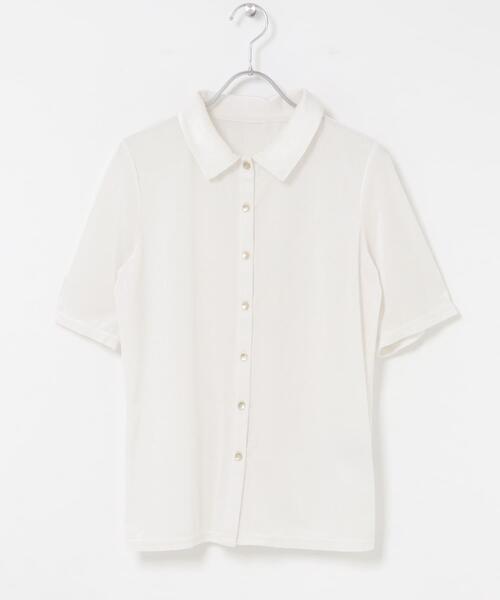 URBAN RESEARCH ROSSO WOMEN(アーバンリサーチ ロッソ)の「シアーストライプベロアポロカットソー(Tシャツ/カットソー・レディース・ブラック/オフホワイト・FREE)」の14枚目の写真