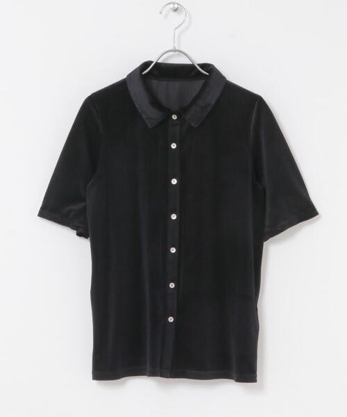 URBAN RESEARCH ROSSO WOMEN(アーバンリサーチ ロッソ)の「シアーストライプベロアポロカットソー(Tシャツ/カットソー・レディース・ブラック/オフホワイト・FREE)」の13枚目の写真