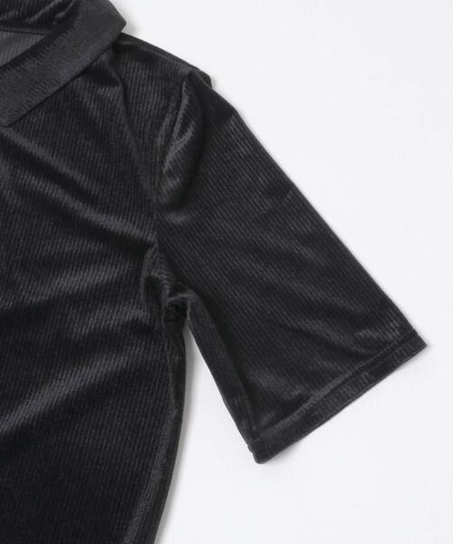 URBAN RESEARCH ROSSO WOMEN(アーバンリサーチ ロッソ)の「シアーストライプベロアポロカットソー(Tシャツ/カットソー・レディース・ブラック/オフホワイト・FREE)」の4枚目の写真