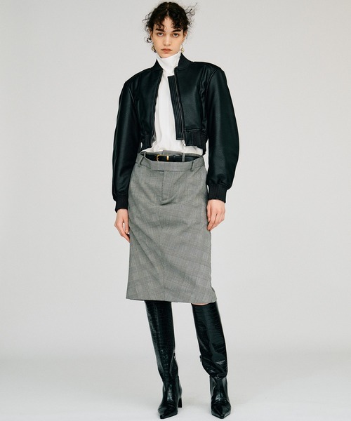 PRANK PROJECT(プランクプロジェクト)の「【2026Autumn Pre-Order】パディングショートシンセティックレザーブルゾン / Padded Short Synthetic Leather Blouson(ブルゾン・レディース・ブラック/ブラウン/カーキ・FREE)」の4枚目の写真