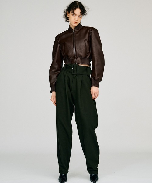 PRANK PROJECT(プランクプロジェクト)の「【2026Autumn Pre-Order】パディングショートシンセティックレザーブルゾン / Padded Short Synthetic Leather Blouson(ブルゾン・レディース・ブラック/ブラウン/カーキ・FREE)」の6枚目の写真