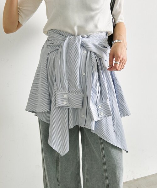 ear PAPILLONNER(イアパピヨネ)の「シャツ風レイヤードトップス【SUM1 STYLE】(シャツ/ブラウス・レディース・ブルー系その他/ブラック・FREE)」の2枚目の写真