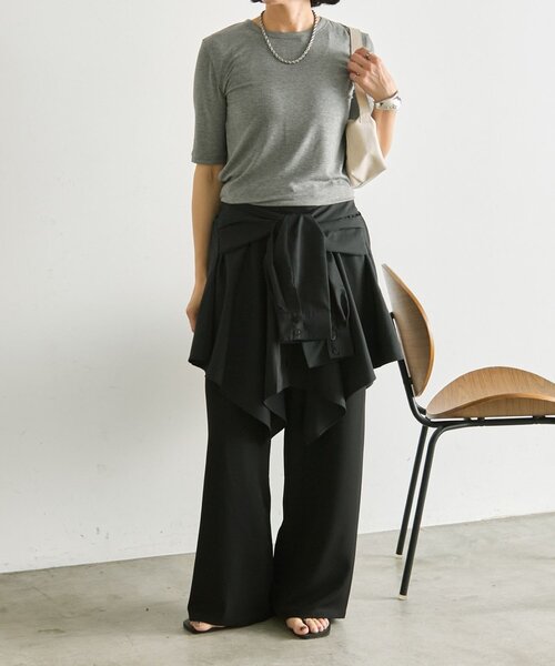 ear PAPILLONNER(イアパピヨネ)の「シャツ風レイヤードトップス【SUM1 STYLE】(シャツ/ブラウス・レディース・ブルー系その他/ブラック・FREE)」の3枚目の写真