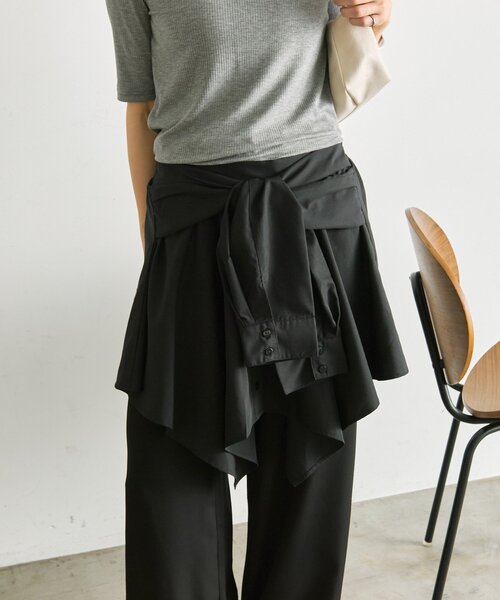 ear PAPILLONNER(イアパピヨネ)の「シャツ風レイヤードトップス【SUM1 STYLE】(シャツ/ブラウス・レディース・ブルー系その他/ブラック・FREE)」の5枚目の写真