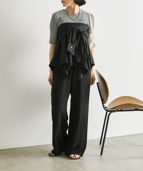 ear PAPILLONNER(イアパピヨネ)の「シャツ風レイヤードトップス【SUM1 STYLE】(シャツ/ブラウス・レディース・ブルー系その他/ブラック・FREE)」の7枚目の写真
