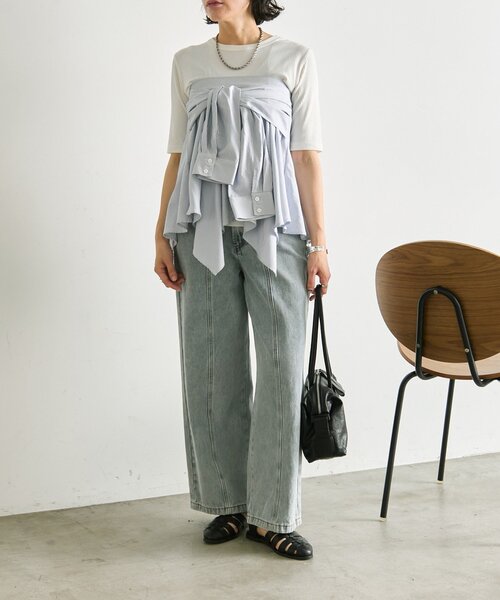 ear PAPILLONNER(イアパピヨネ)の「シャツ風レイヤードトップス【SUM1 STYLE】(シャツ/ブラウス・レディース・ブルー系その他/ブラック・FREE)」の13枚目の写真