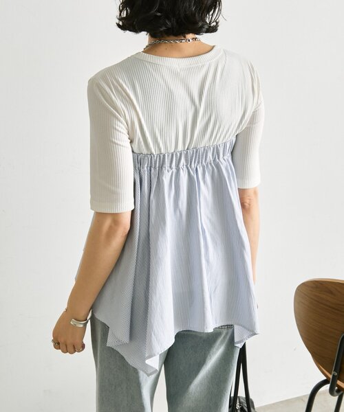 ear PAPILLONNER(イアパピヨネ)の「シャツ風レイヤードトップス【SUM1 STYLE】(シャツ/ブラウス・レディース・ブルー系その他/ブラック・FREE)」の17枚目の写真