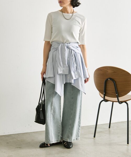 ear PAPILLONNER(イアパピヨネ)の「シャツ風レイヤードトップス【SUM1 STYLE】(シャツ/ブラウス・レディース・ブルー系その他/ブラック・FREE)」の18枚目の写真