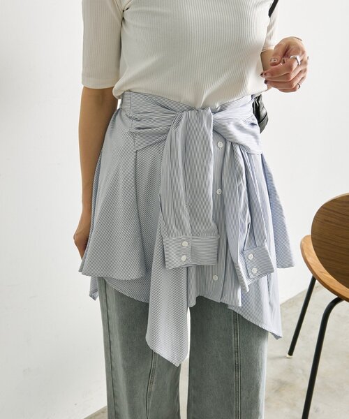 ear PAPILLONNER(イアパピヨネ)の「シャツ風レイヤードトップス【SUM1 STYLE】(シャツ/ブラウス・レディース・ブルー系その他/ブラック・FREE)」の20枚目の写真