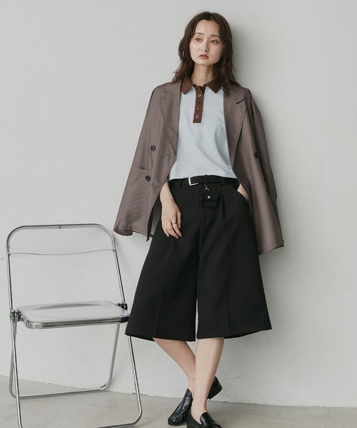 ad thie(アドティエ)の「ショート丈 パフスリーブ ポロシャツ(ポロシャツ・レディース・ピンク/ライトブルー/ネイビー/ブラウン/チャコール/アイボリー・FREE)」の10枚目の写真
