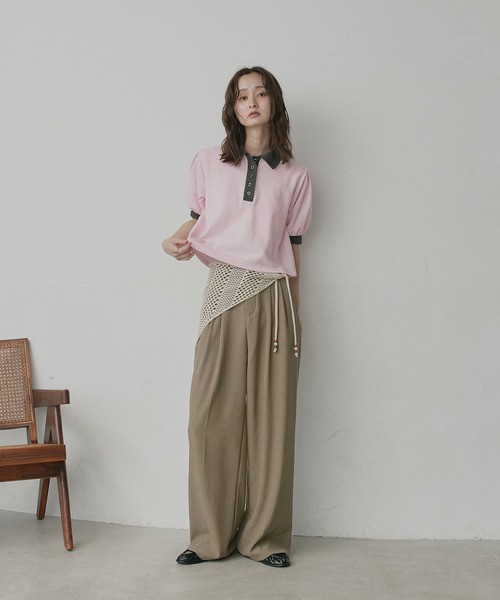 ad thie(アドティエ)の「ショート丈 パフスリーブ ポロシャツ(ポロシャツ・レディース・ピンク/ライトブルー/ネイビー/ブラウン/チャコール/アイボリー・FREE)」の19枚目の写真