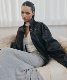 Gia Leather Bomber jacket (Black)