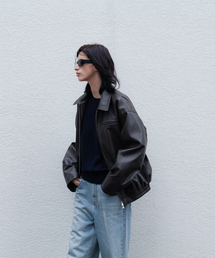 Harry Over-fit Leather Blouson_Dark brown