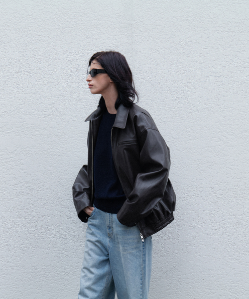 108POUND(108パウンド)の「Harry Over-fit Leather Blouson_Dark brown(ブルゾン・レディース・その他・FREE)」の1枚目の写真