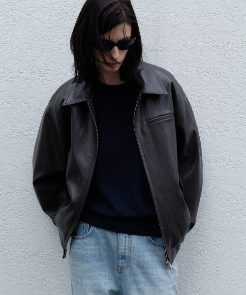 108POUND(108パウンド)の「Harry Over-fit Leather Blouson_Dark brown(ブルゾン・レディース・その他・FREE)」の2枚目の写真