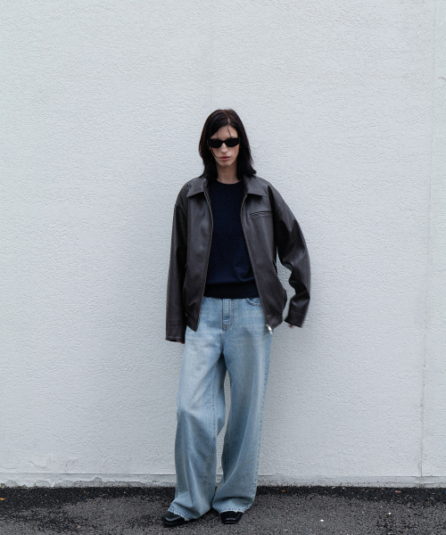 108POUND(108パウンド)の「Harry Over-fit Leather Blouson_Dark brown(ブルゾン・レディース・その他・FREE)」の3枚目の写真