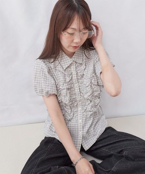archives(アルシーヴ)の「チェックランダムシャーリングシャツブラウス(シャツ/ブラウス・レディース・ベージュ/アイボリー/ブラック・MEDIUM)」の14枚目の写真