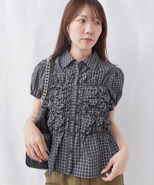 archives(アルシーヴ)の「チェックランダムシャーリングシャツブラウス(シャツ/ブラウス・レディース・ベージュ/アイボリー/ブラック・MEDIUM)」の5枚目の写真