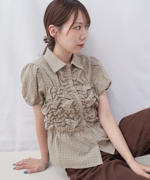 archives(アルシーヴ)の「チェックランダムシャーリングシャツブラウス(シャツ/ブラウス・レディース・ベージュ/アイボリー/ブラック・MEDIUM)」の20枚目の写真