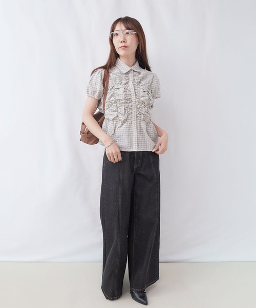 archives(アルシーヴ)の「チェックランダムシャーリングシャツブラウス(シャツ/ブラウス・レディース・ベージュ/アイボリー/ブラック・MEDIUM)」の9枚目の写真