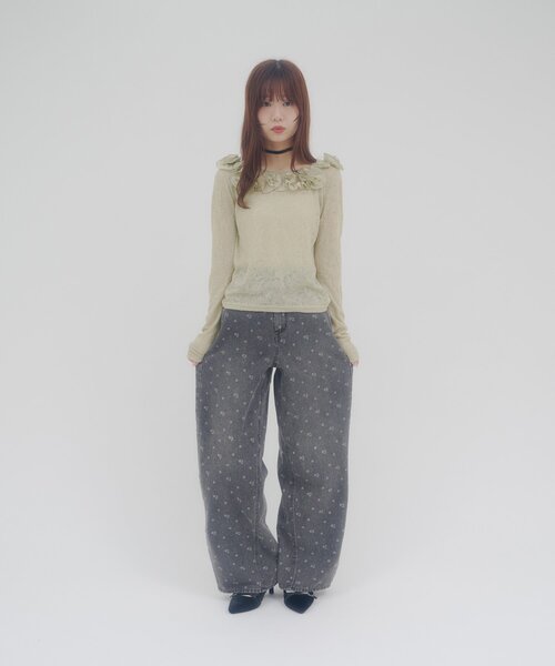 DISCOAT(ディスコート)の「【umm.】花柄デニムパンツ(デニムパンツ・レディース・ブラック/グレー・SMALL/MEDIUM/LARGE)」の7枚目の写真