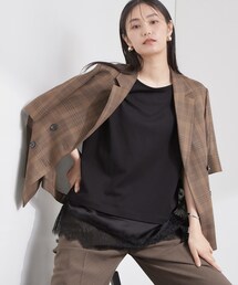 OPAQUE.CLIP | 裾レースアシメカットソー【洗濯機OK】(Tシャツ/カットソー)