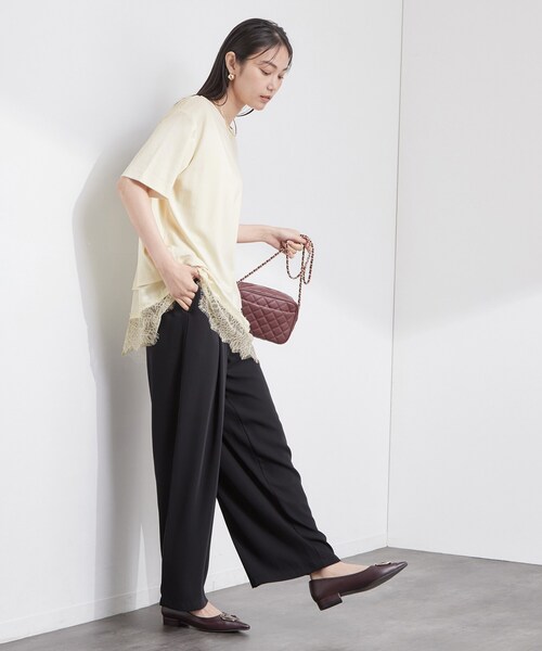 OPAQUE.CLIP(オペークドットクリップ)の「裾レースアシメカットソー【洗濯機OK】(Tシャツ/カットソー・レディース・ブラウン系/ブラック/アイボリー・42/40/38)」の5枚目の写真