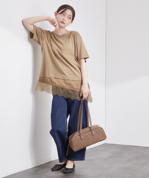 OPAQUE.CLIP(オペークドットクリップ)の「裾レースアシメカットソー【洗濯機OK】(Tシャツ/カットソー・レディース・ブラウン系/ブラック/アイボリー・42/40/38)」の13枚目の写真