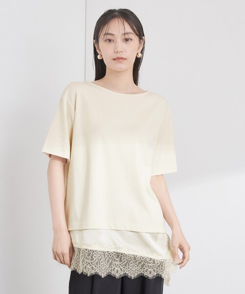 OPAQUE.CLIP(オペークドットクリップ)の「裾レースアシメカットソー【洗濯機OK】(Tシャツ/カットソー・レディース・ブラウン系/ブラック/アイボリー・42/40/38)」の16枚目の写真