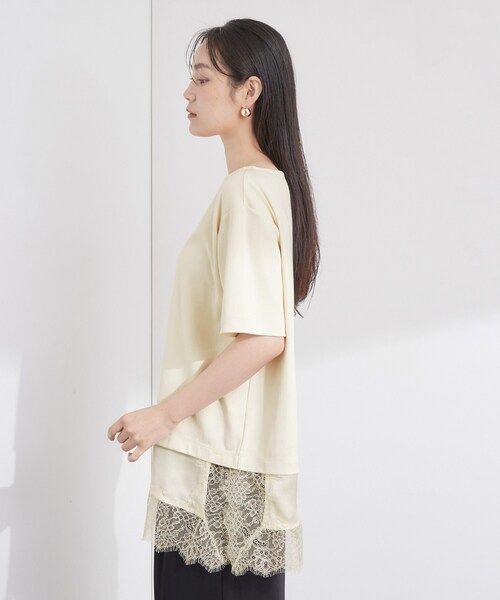 OPAQUE.CLIP(オペークドットクリップ)の「裾レースアシメカットソー【洗濯機OK】(Tシャツ/カットソー・レディース・ブラウン系/ブラック/アイボリー・42/40/38)」の17枚目の写真