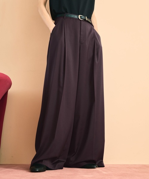 HARE(ハレ)の「【SET UP対応】ドレープワイドトラウザー(HARE)(スラックス・メンズ・ブラック/パープル・MEDIUM/SMALL)」の2枚目の写真