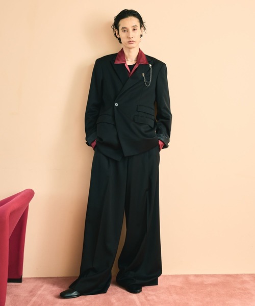 HARE(ハレ)の「【SET UP対応】ドレープワイドトラウザー(HARE)(スラックス・メンズ・ブラック/パープル・MEDIUM/SMALL)」の3枚目の写真