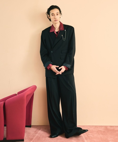 HARE(ハレ)の「【SET UP対応】ドレープワイドトラウザー(HARE)(スラックス・メンズ・ブラック/パープル・MEDIUM/SMALL)」の5枚目の写真