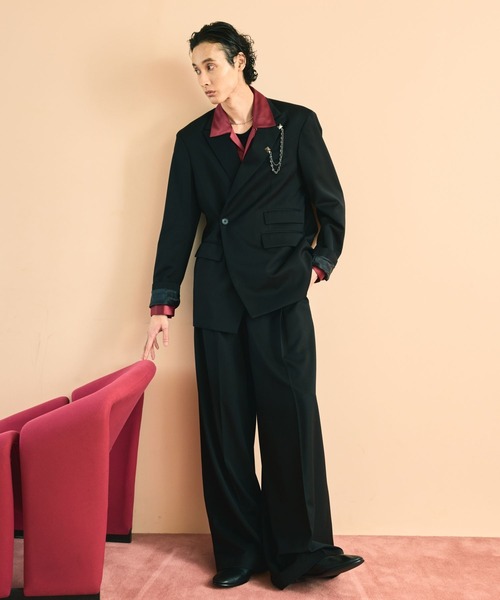 HARE(ハレ)の「【SET UP対応】ドレープワイドトラウザー(HARE)(スラックス・メンズ・ブラック/パープル・MEDIUM/SMALL)」の6枚目の写真