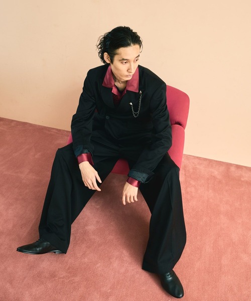 HARE(ハレ)の「【SET UP対応】ドレープワイドトラウザー(HARE)(スラックス・メンズ・ブラック/パープル・MEDIUM/SMALL)」の9枚目の写真