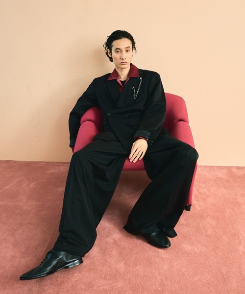 HARE(ハレ)の「【SET UP対応】ドレープワイドトラウザー(HARE)(スラックス・メンズ・ブラック/パープル・MEDIUM/SMALL)」の10枚目の写真