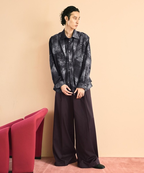 HARE(ハレ)の「【SET UP対応】ドレープワイドトラウザー(HARE)(スラックス・メンズ・ブラック/パープル・MEDIUM/SMALL)」の14枚目の写真
