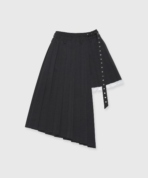JOSE MOON（ジョゼムーン）の「SEPARATE SCREW PLEATS SKIRT/セパレートスクリュープリーツスカート（スカート・レディース・ブラック/チャコールグレー・36/38）」の3枚目の写真