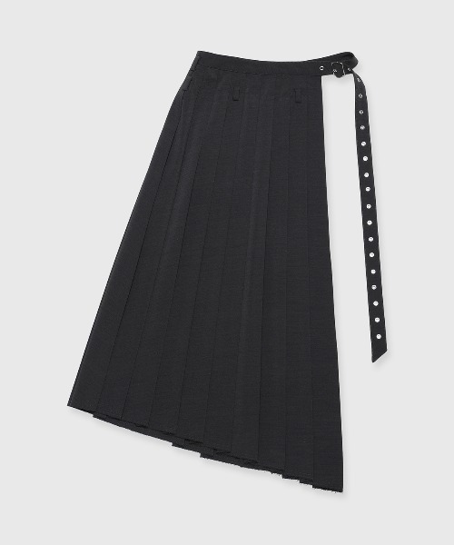 JOSE MOON（ジョゼムーン）の「SEPARATE SCREW PLEATS SKIRT/セパレートスクリュープリーツスカート（スカート・レディース・ブラック/チャコールグレー・36/38）」の5枚目の写真